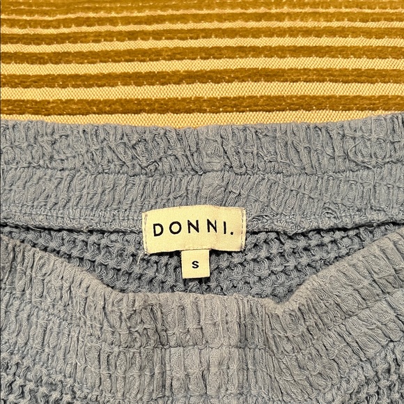 DONNI. High Waist Waffle Knit Shorts in Light Blue - Picture 2 of 4